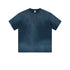 Navy blue cotton t-shirt with crew neck and short sleeves displayed against light gray background