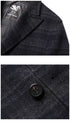 Close-up of the notched lapel and top button of the coat