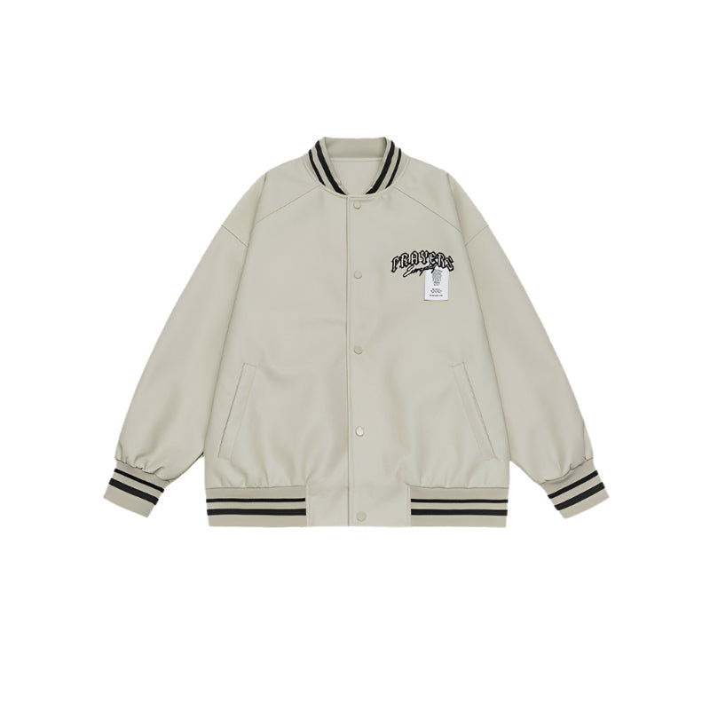 Minimalist Varsity Letterman Bomber Jacket
