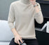 Cream turtleneck sweater with fleece lining