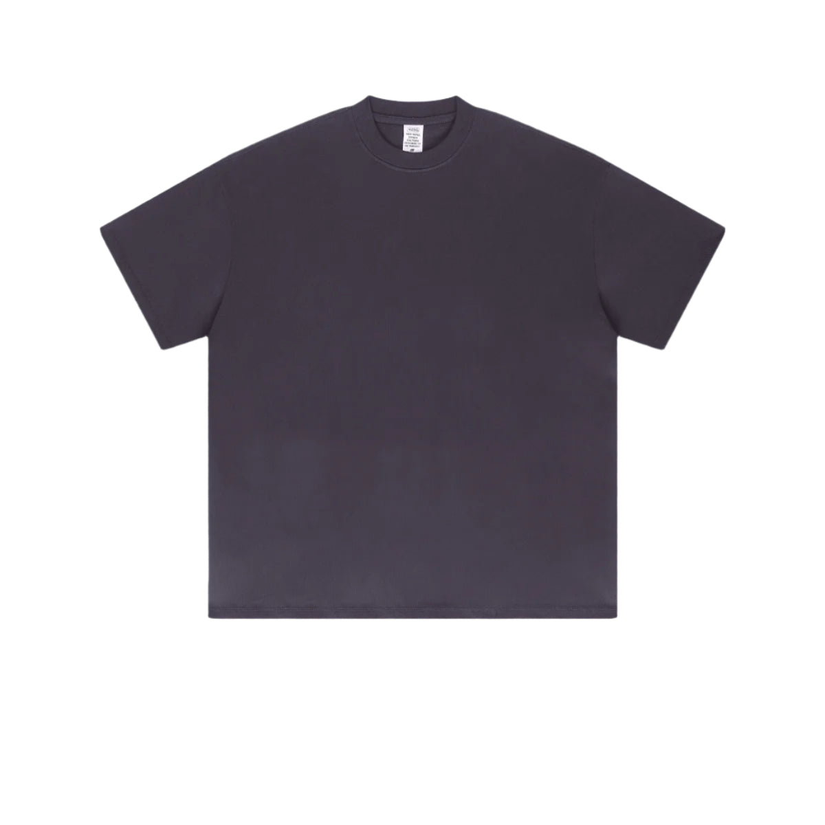 Black oversized t-shirt with crew neck and drop shoulder design photographed flat against white background