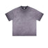 Slate gray oversized t-shirt with washed texture displayed flat against white background