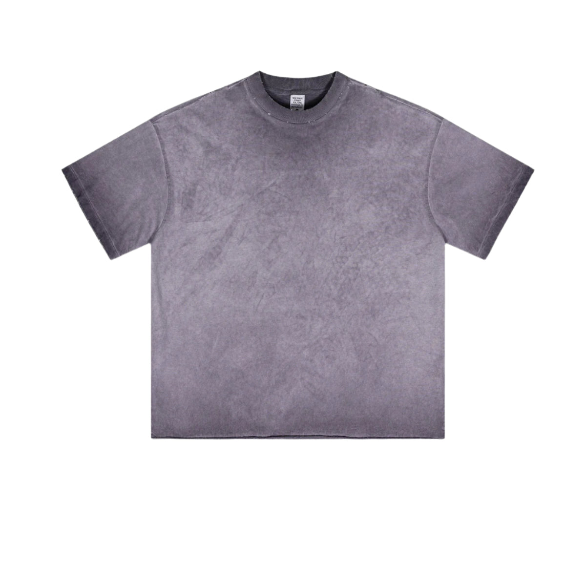 Slate gray oversized t-shirt with washed texture displayed flat against white background