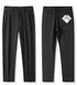Front and back views of black dress pants with white tag visible on back pocket