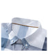 Close-up of shirt collar detail showing button placement and premium fabric with orange trim inside