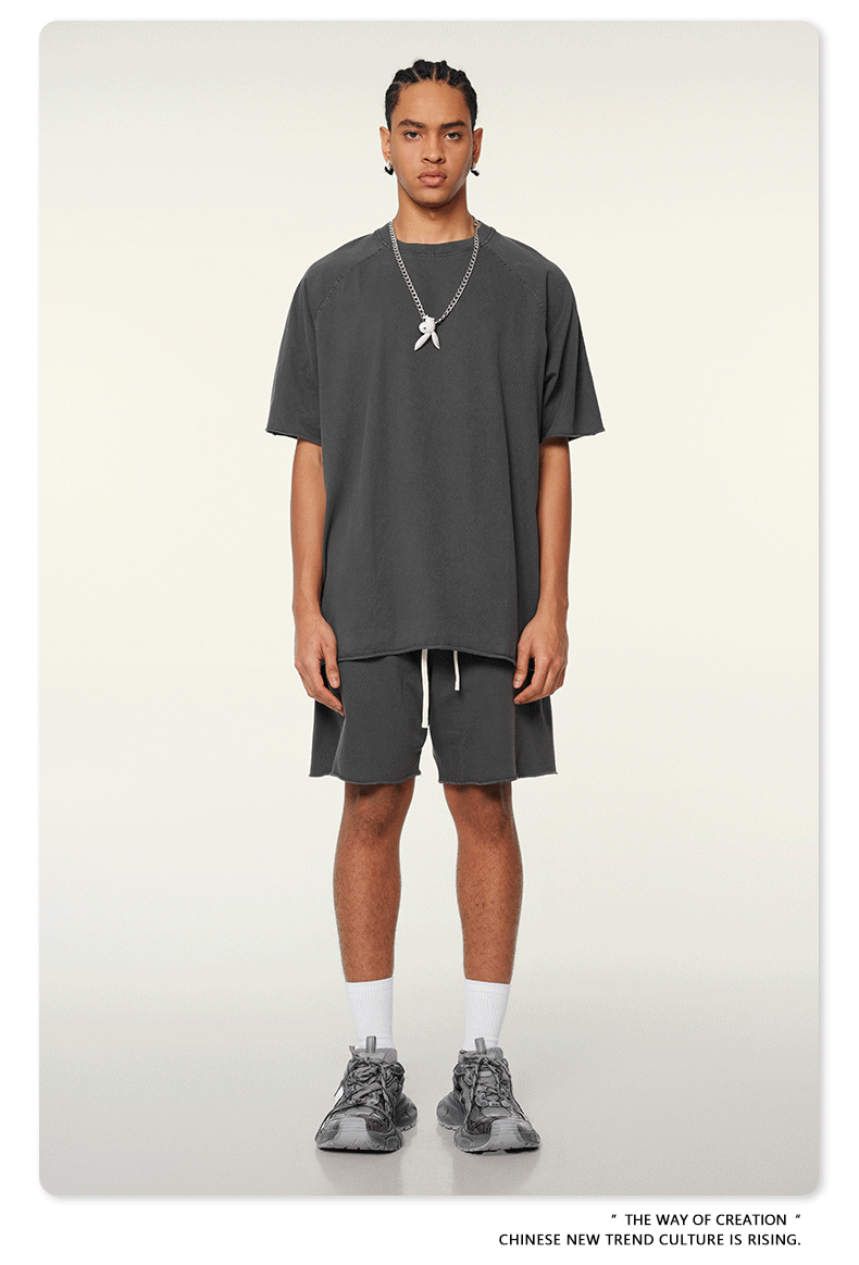 Premium Raw Edge Washed Cotton Shorts