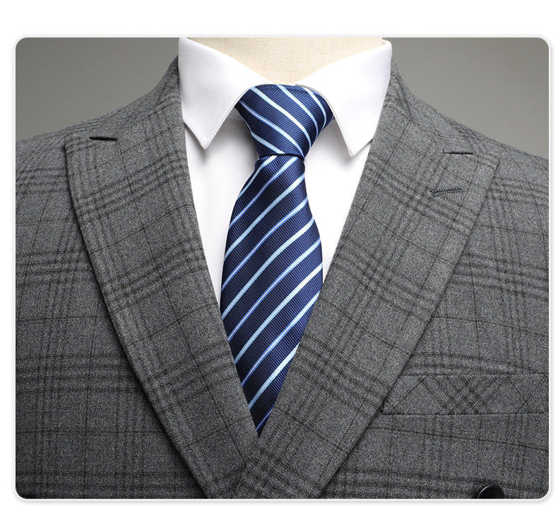 Men's Luxury Double-Breasted Plaid Business Suit Set | Premium 2-Piece Wedding & Office Collection