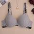 Heather gray push-up bra featuring branded elastic straps and textured fabric with logo band detail