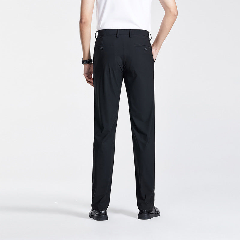 Men's Ice Silk 4-Way Stretch Pants | Lightweight Wrinkle-Free Business Casual Trousers