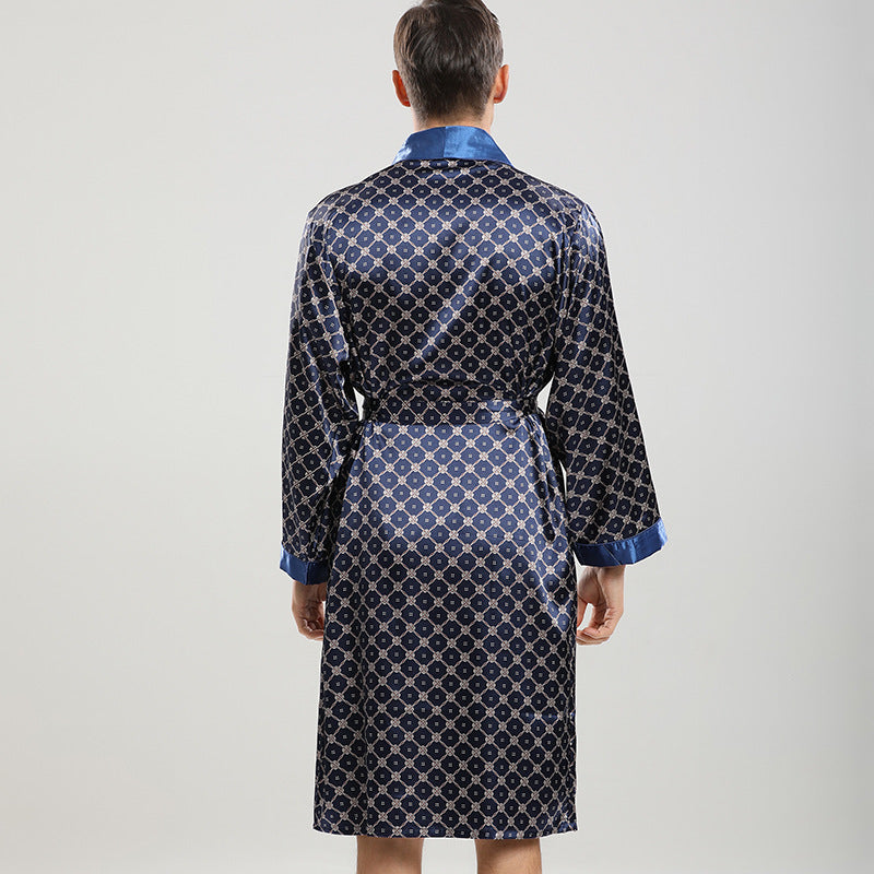 Men's Premium Geometric Print Loungewear | Robe & Shorts Set