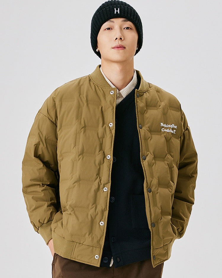 Chaqueta bomber acolchada de plumón estilo universitario