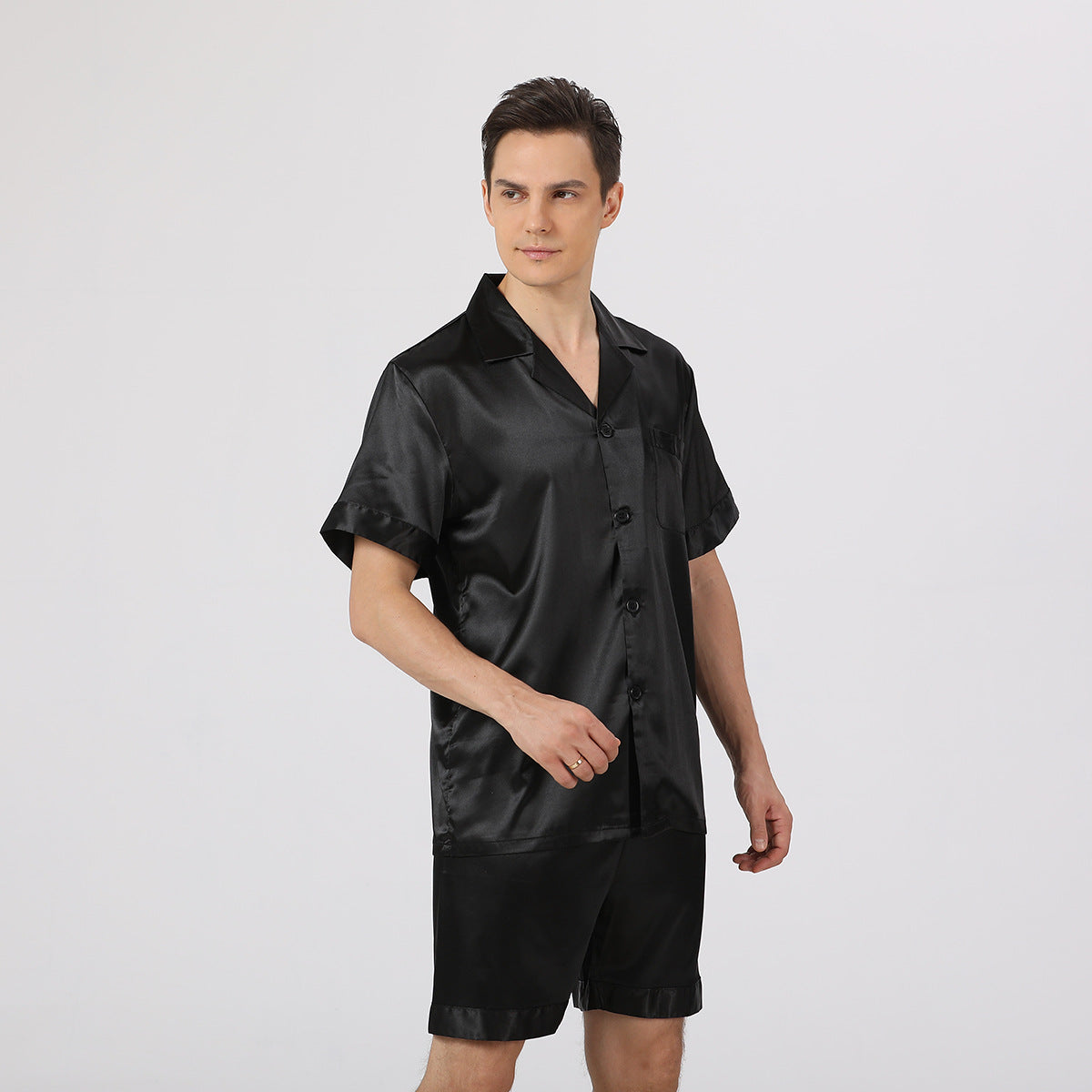 Men's Short Sleeve Silky Pajama Set