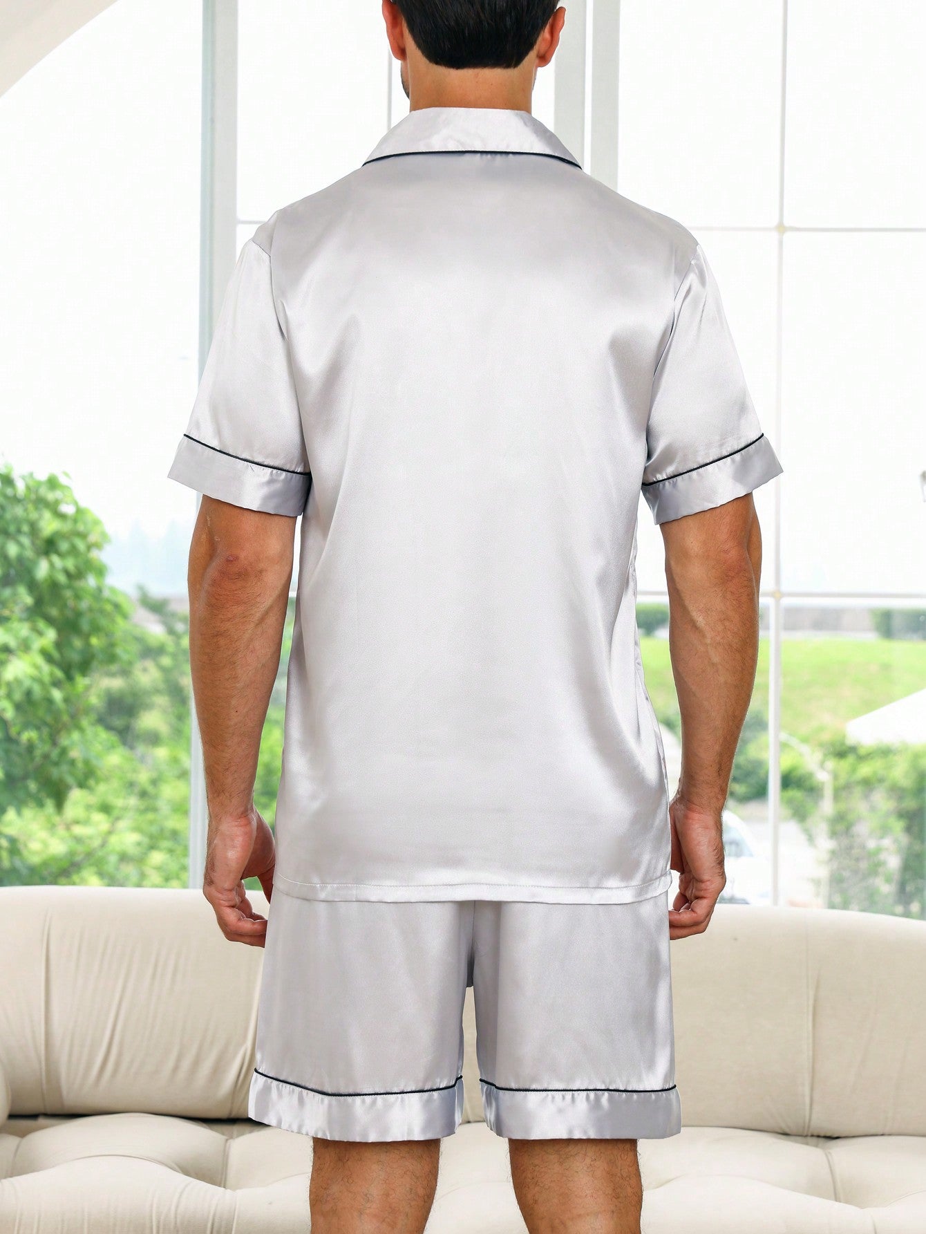 Men's Summer Silk-Like Pajama Set