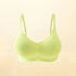 Summer green seamless bra with soft W-shaped support and breathable fabric.
