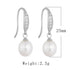 Product diagram showing 25mm length and 2.3g weight of silver pearl drop earrings