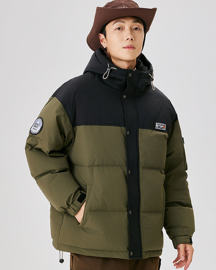 Mountain Logo Two-Tone Puffer Jacket