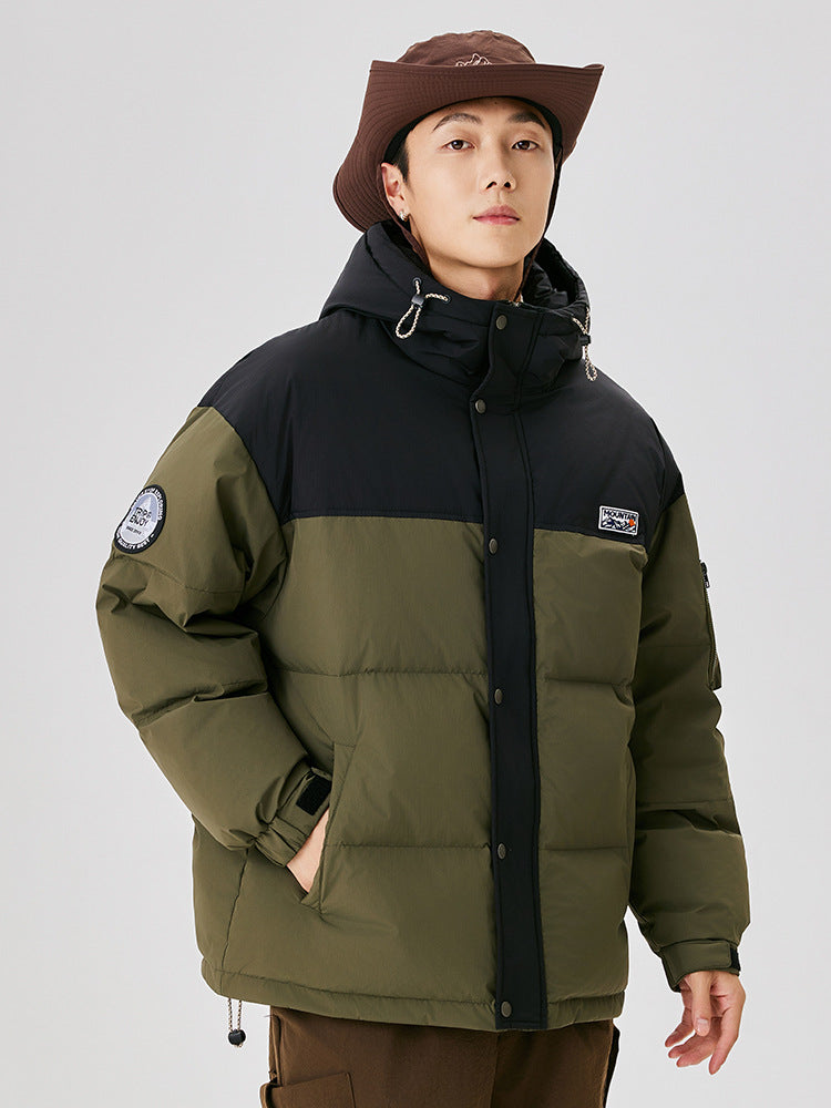 Mountain Logo Two-Tone Puffer Jacket