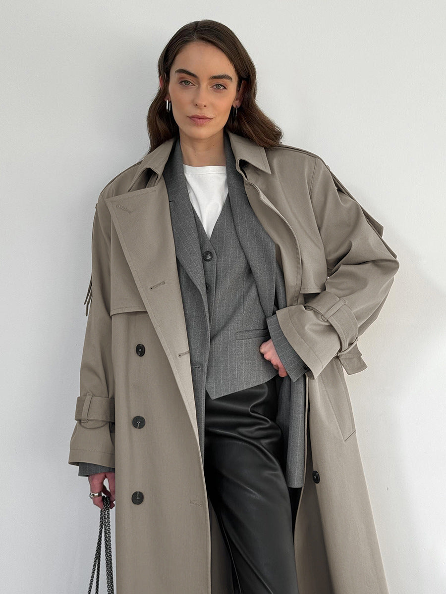Classic British Double-Breasted Women's Trench Coat