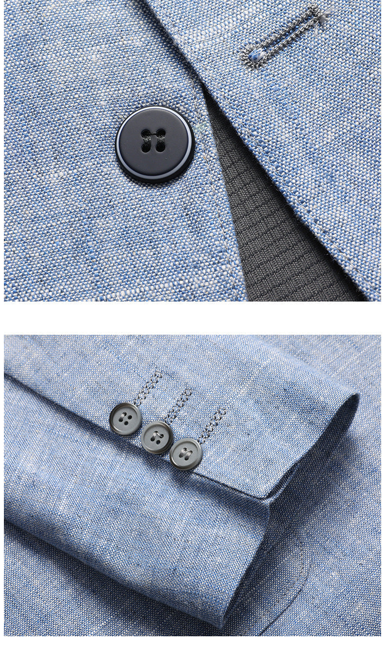 Blazer de mezcla de lino para hombre | Chaqueta informal de negocios ligera y transpirable
