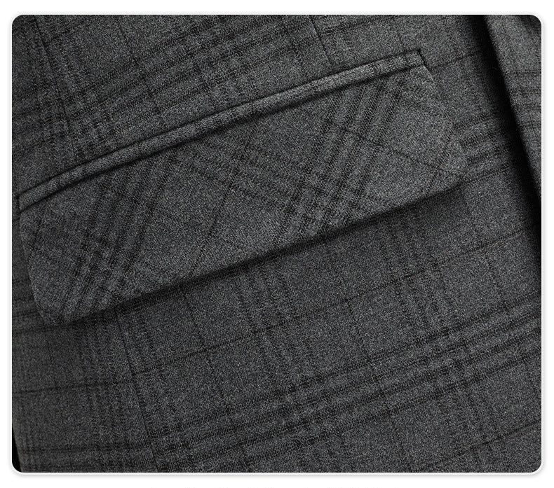 Men's Luxury Double-Breasted Plaid Business Suit Set | Premium 2-Piece Wedding & Office Collection