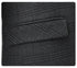 Detail of suit jacket pocket with subtle plaid pattern visible in dark gray fabric