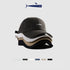 Stacked baseball caps in various colors featuring a minimalist fish embroidery