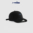 Black baseball cap with a blue embroidered fish logo, classic and stylish