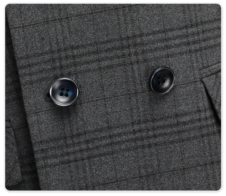 Men's Luxury Double-Breasted Plaid Business Suit Set | Premium 2-Piece Wedding & Office Collection