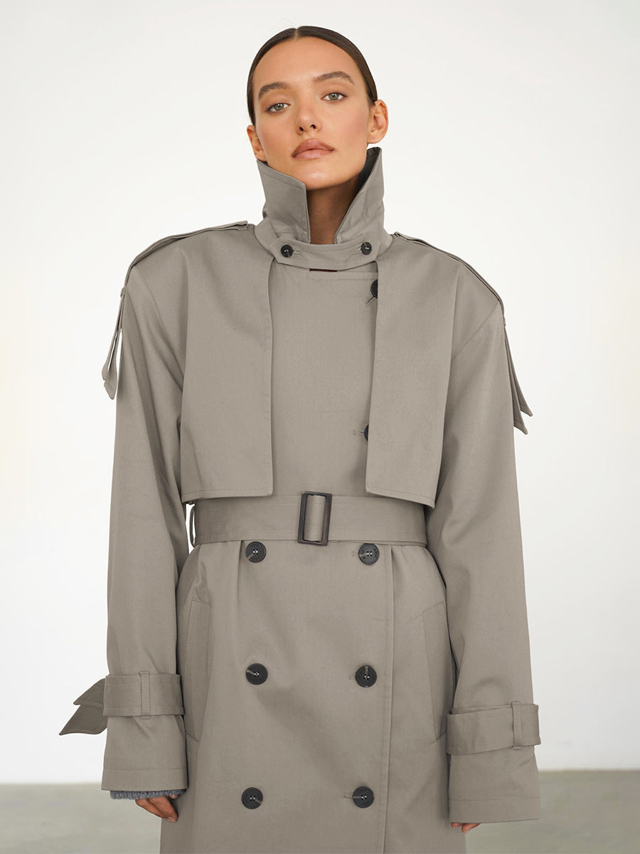 Classic British Double-Breasted Women's Trench Coat