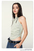 Mint green fitted tank top with side ruching detail