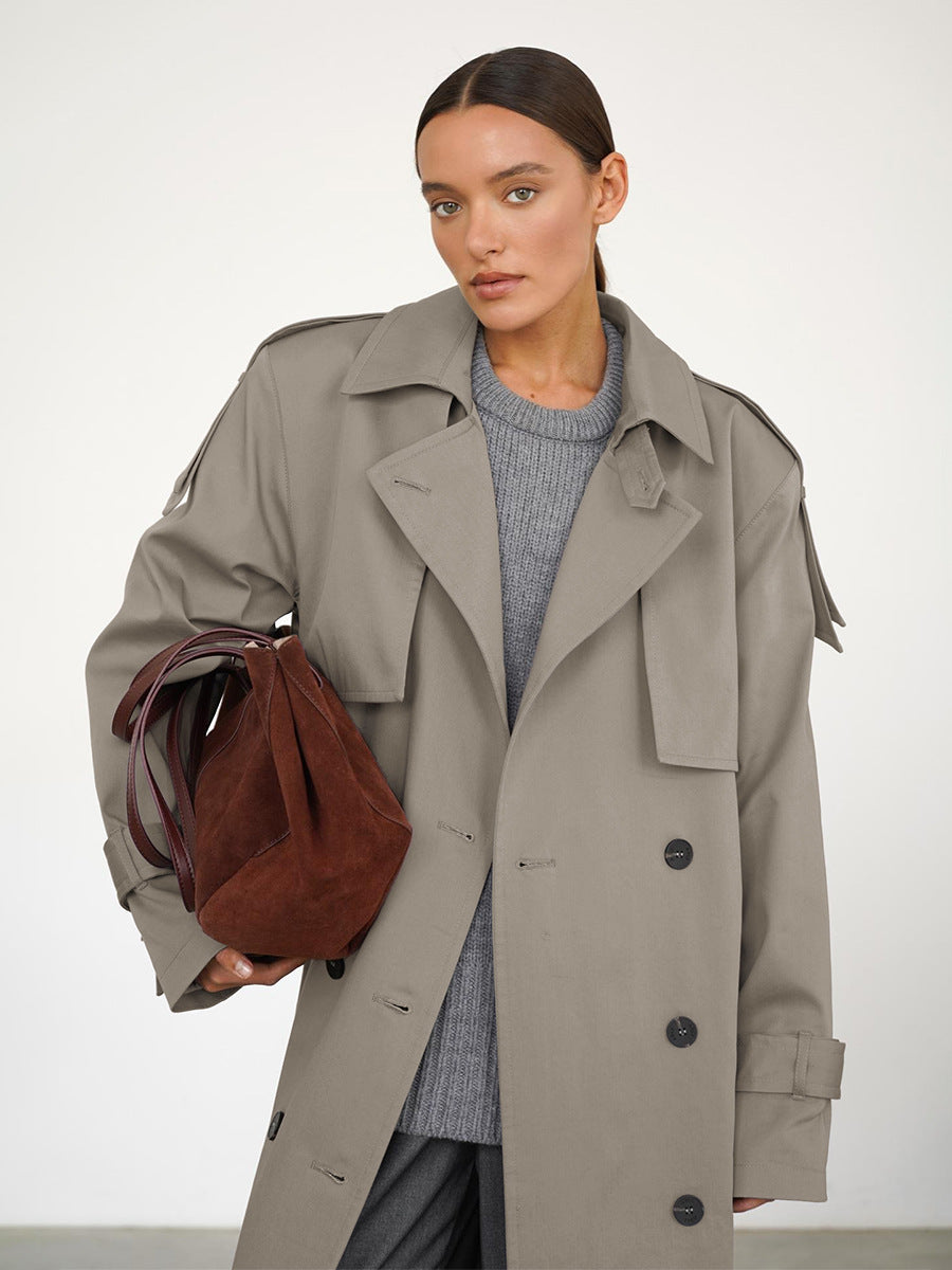 Classic British Double-Breasted Women's Trench Coat