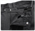 Trouser closure detail with button, hook fastening and quality hardware on pinstripe fabric