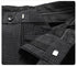 Trouser waistband detail showing button closure and quality tailoring elements