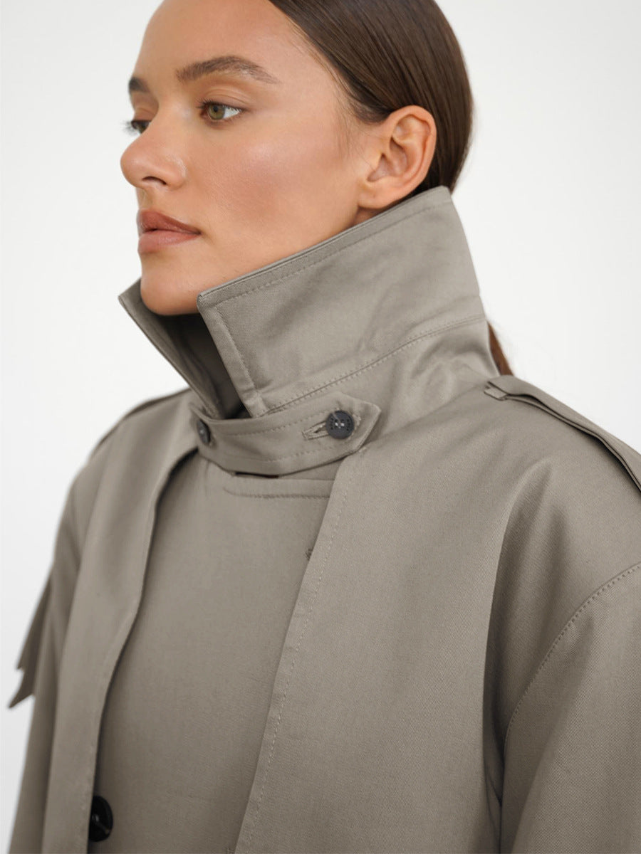 Classic British Double-Breasted Women's Trench Coat
