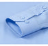 Close-up of light blue dress shirt cuff showing double button closure and precise stitching. Clean finish on sleeve edge