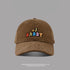Brown '#1 Daddy' baseball cap with colorful embroidery, curved brim, and adjustable strap for a casual fit