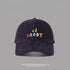Navy blue '#1 Daddy' baseball cap featuring multicolored embroidery, curved brim, and adjustable back strap
