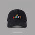 Black '#1 Daddy' embroidered baseball cap with colorful text, vintage washed cotton, and a classic curved brim