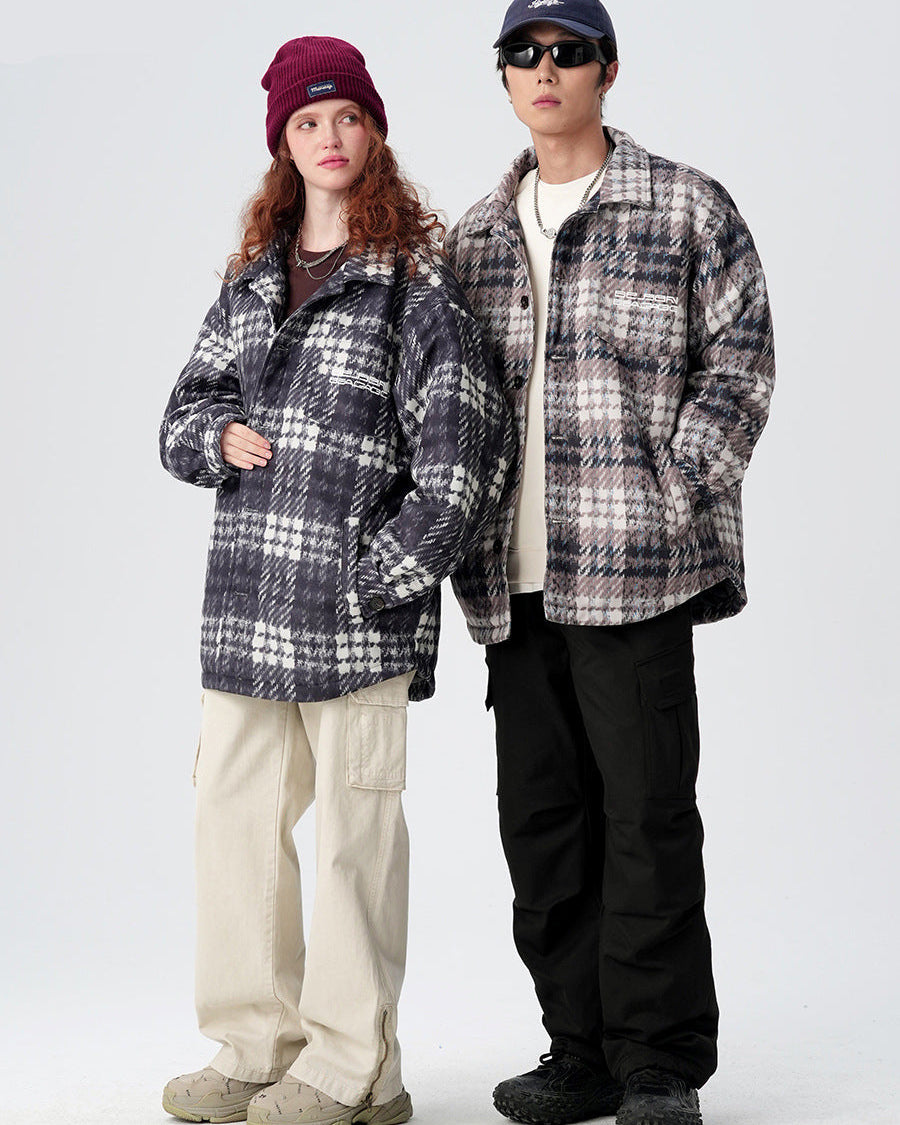 Plaid Down Puffer Shirt Jacket