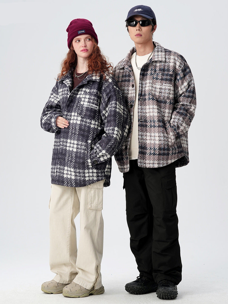 Plaid Down Puffer Shirt Jacket