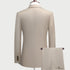 Back view of beige tailored suit jacket showing clean lines and center vent