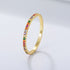 14k gold eternity ring with multicolor zircon including emerald, sapphire, ruby, and diamond in delicate prong setting, stamped 925