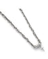 Detail view of silver chain necklace showing link pattern and pendant