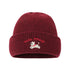 Burgundy winter beanie with embroidered jumping puppy logo and Lucky Pipiegg text