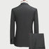 Back view of charcoal pinstripe suit jacket showing tailored silhouette and clean construction