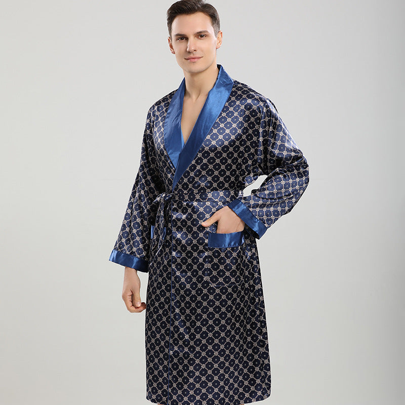Men's Premium Geometric Print Loungewear | Robe & Shorts Set