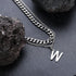 Silver double chain necklace with W pendant