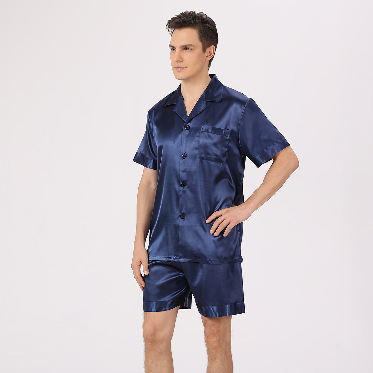 Men's Short Sleeve Silky Pajama Set