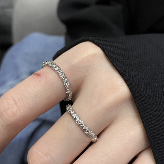 Minimalist Geometric Textured Ring Set