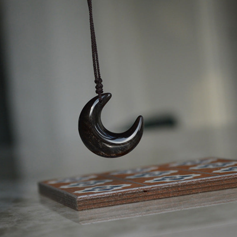 Pearlescent Moon Black & White Chain Necklace